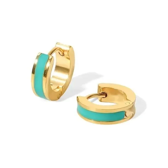 Small Huggie Earrings (Turquoise) #638 - Picture 3 of 6